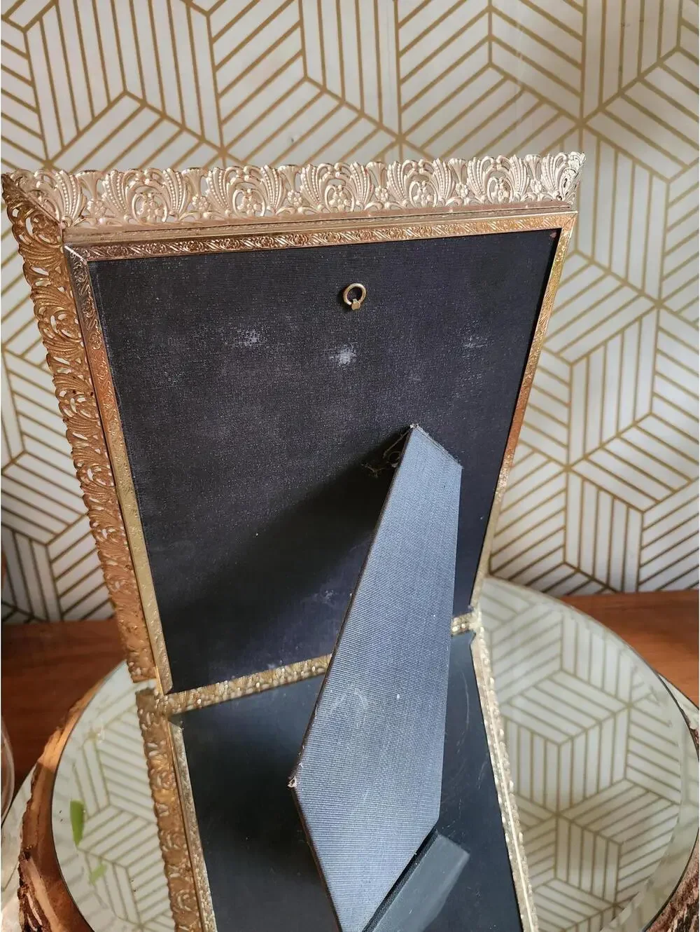 Vintage White & Gold Filagree Frame Free Standing Frame Wedding Items 8x10